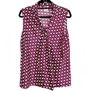 Anne Klein Elegant Geometric Red White and Black Sleeveless Top